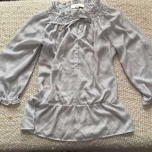 Ann Taylor Black and White Square Pattern Blouse